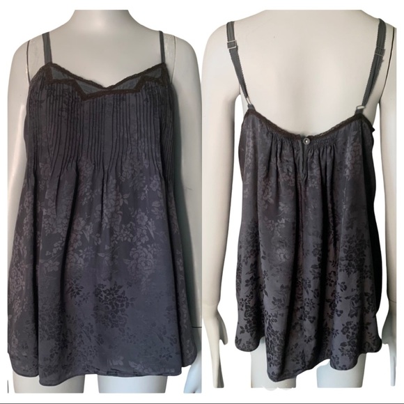 Rebecca Taylor Tops - REBECCA TAYLOR 100% Silk Jacquard Blue Loose Fit Tank Size 8